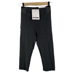 Ivy park cropped high rise sport leggings compression yoga gray Beyoncé XS NWT